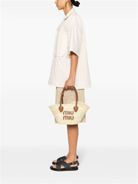 Miu Miu Woven Raffia Beach Bag .